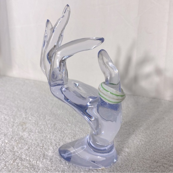 Vintage Art Glass Handmade Cream Green Gold Glitter Band Ring - Picture 1 of 11